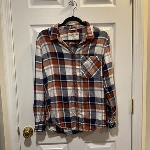 Garage Orange & Blue Flannel Button Down